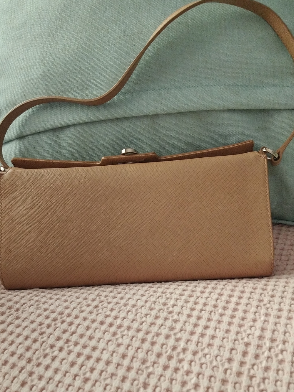 Salvatore Ferragamo Tan Shoulder Bag with Top Clasp